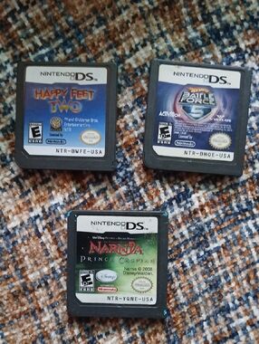 3 Nintendo DS Games- Happy Feet 2, Hot Wheels... And Narnia Prince Caspian.